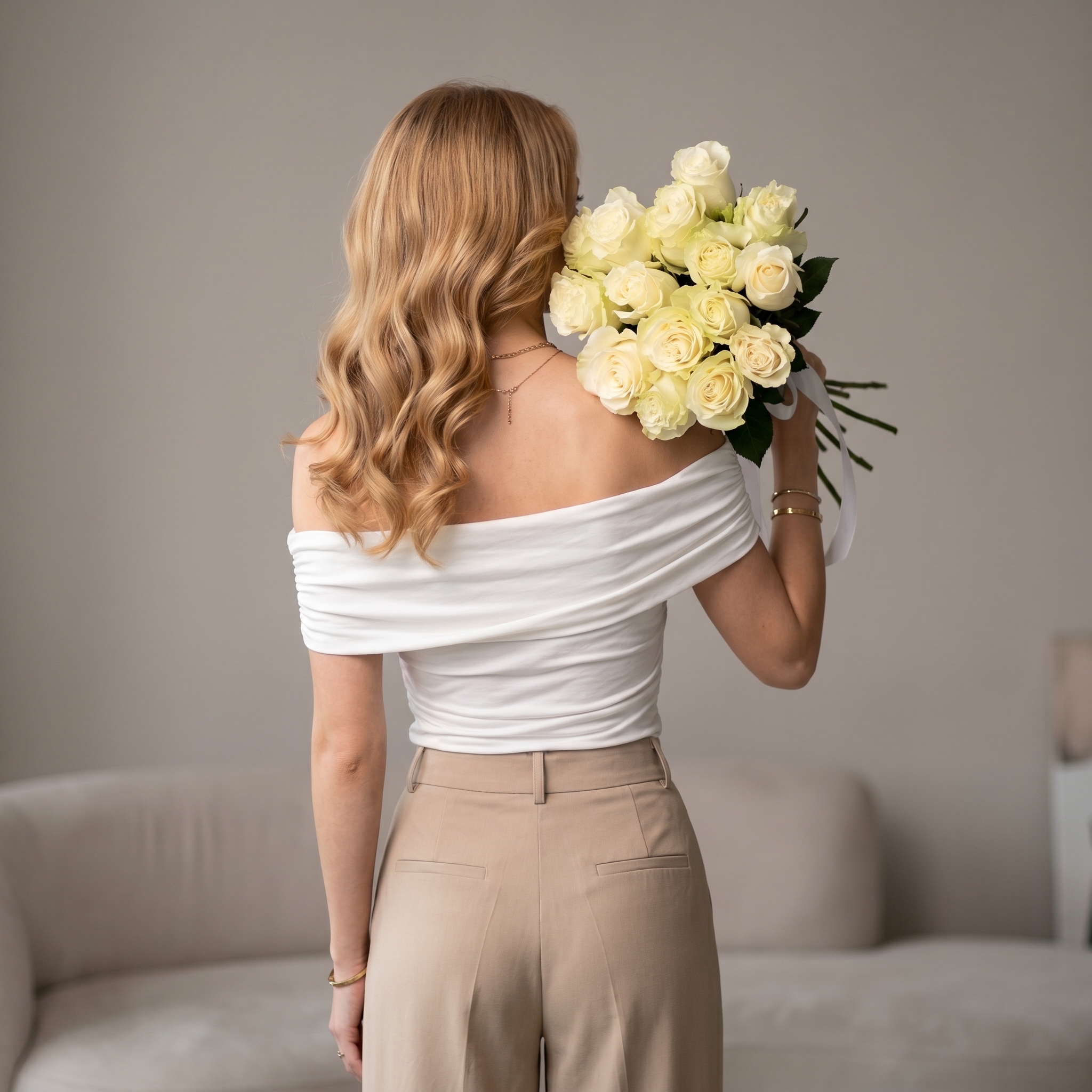 Букет Букет из 15 белых роз под ленту