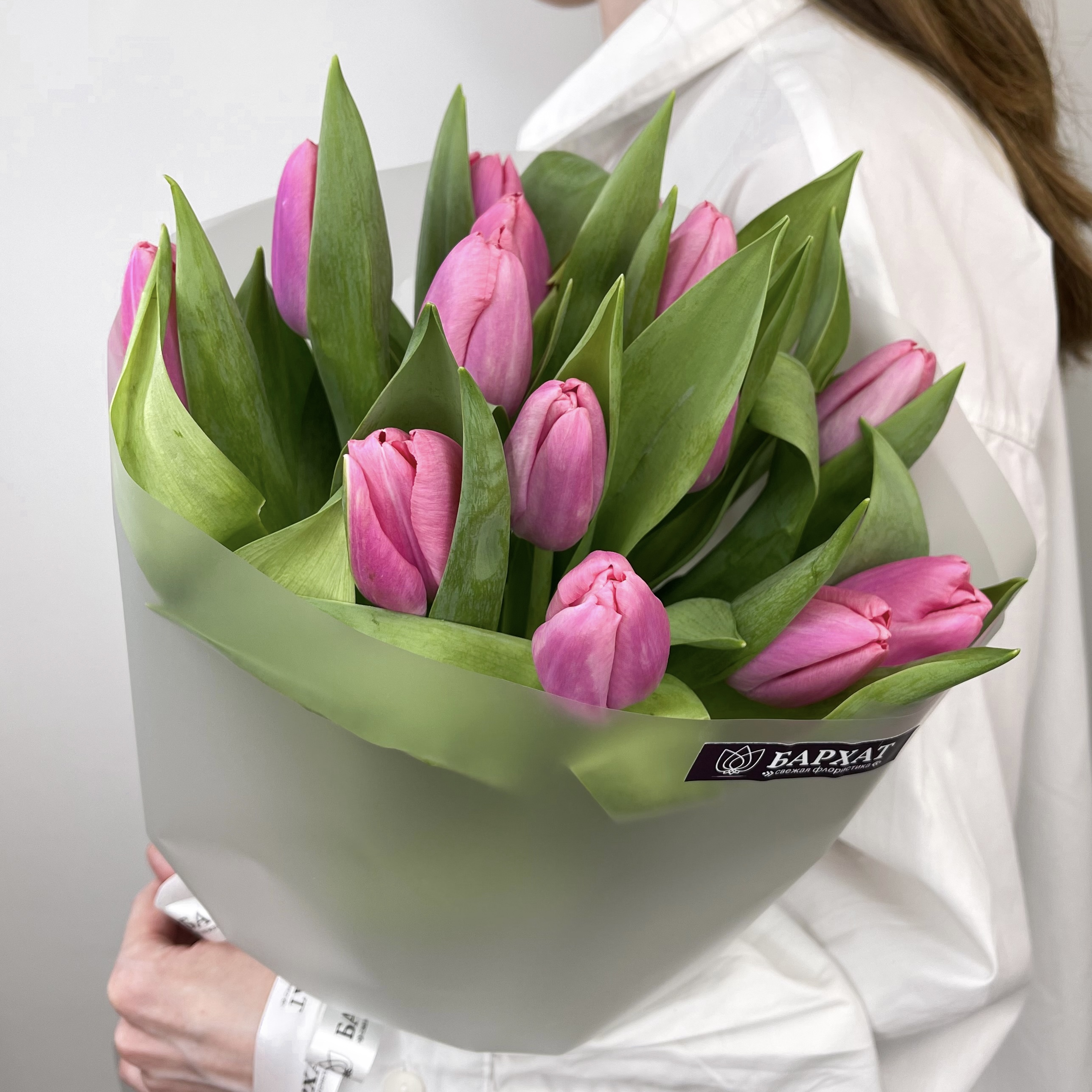 Букет Монобукет из розовых тюльпанов №2