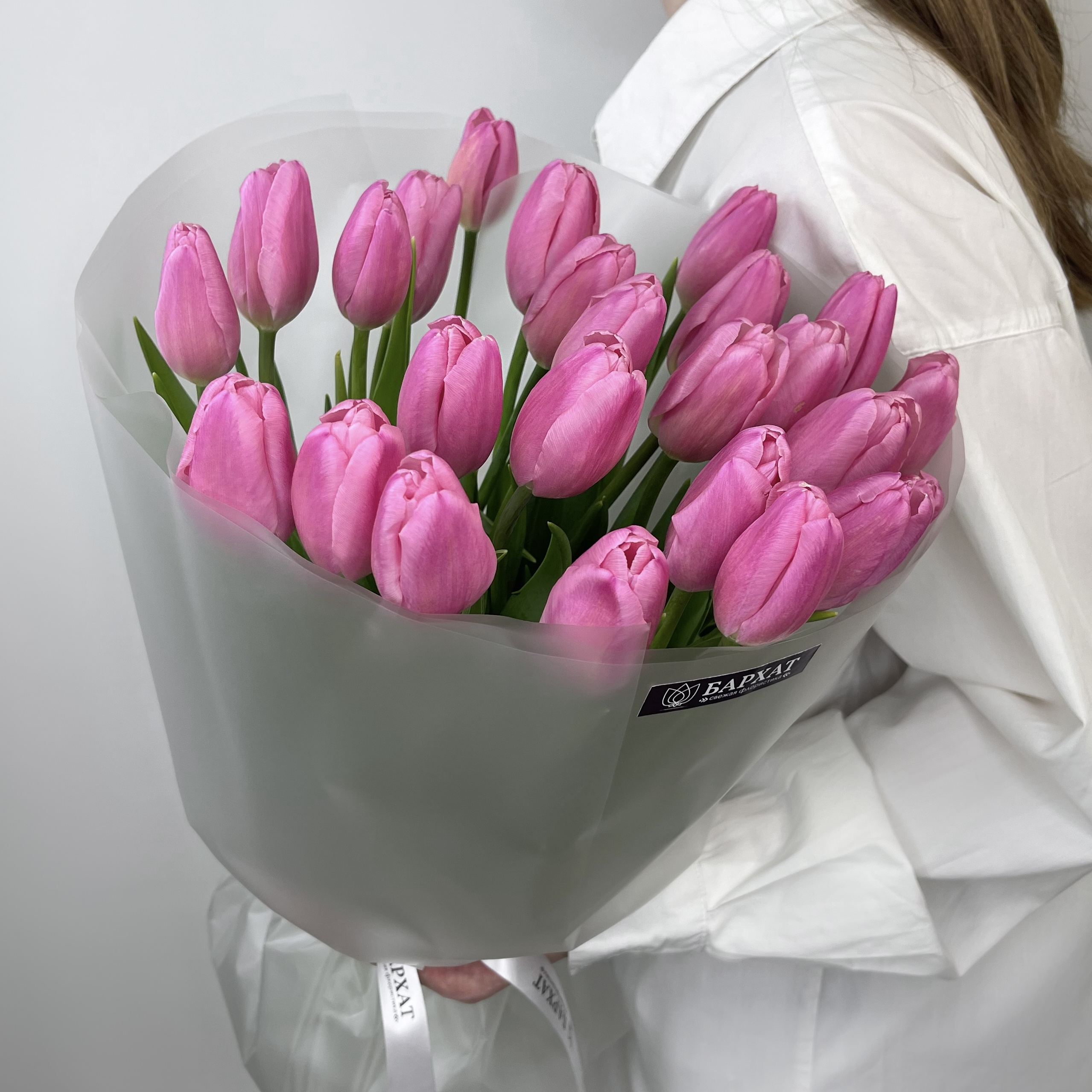 Букет Монобукет из розовых тюльпанов №1