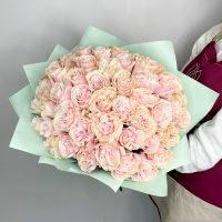 Букет Букет из 51 розовой розы в бирюзовой упаковке