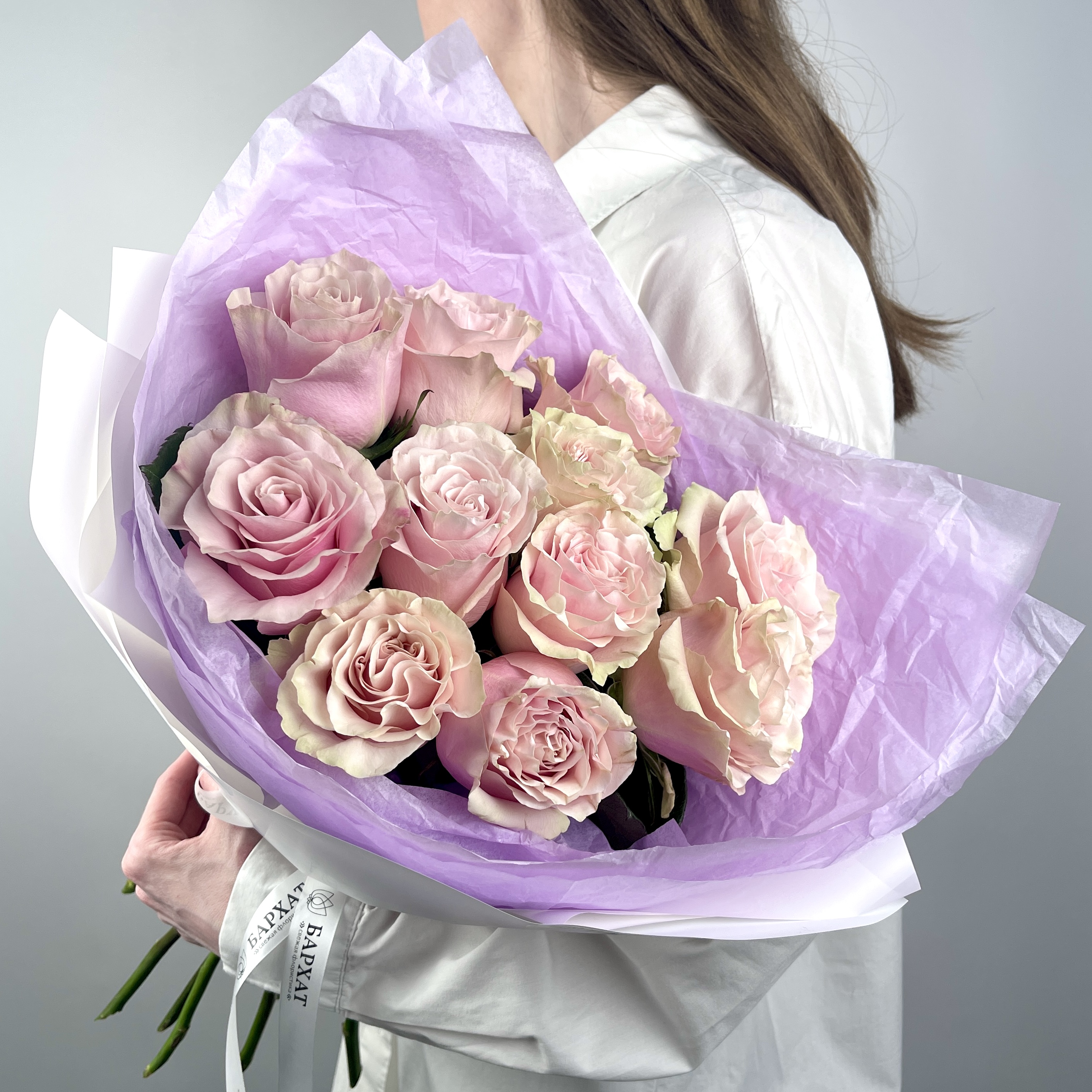 Букет Монобукет из розовых роз №1